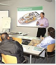 A classroom at the Center for Automotive Education and Training